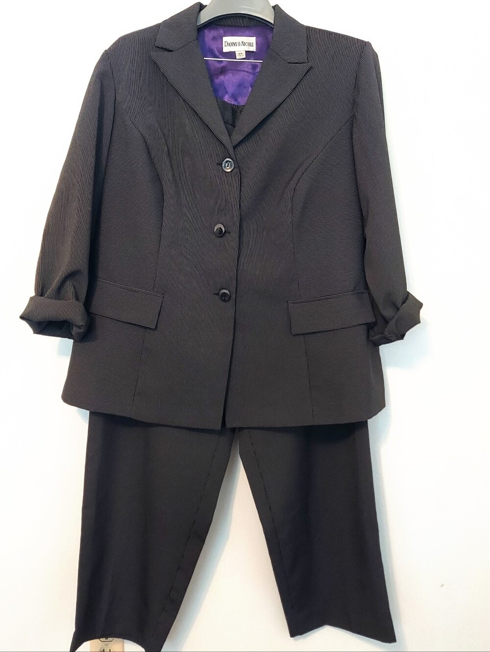 Danny & Nicole Y2K Black And White Pinstripe 2 Piece Womens Pant Suit Size 18W